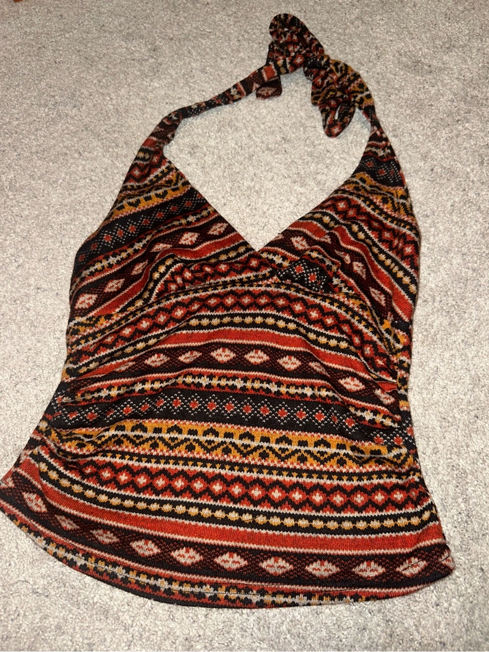 Womens Halter Tank Top in Multi-Color Tribal Print - size small